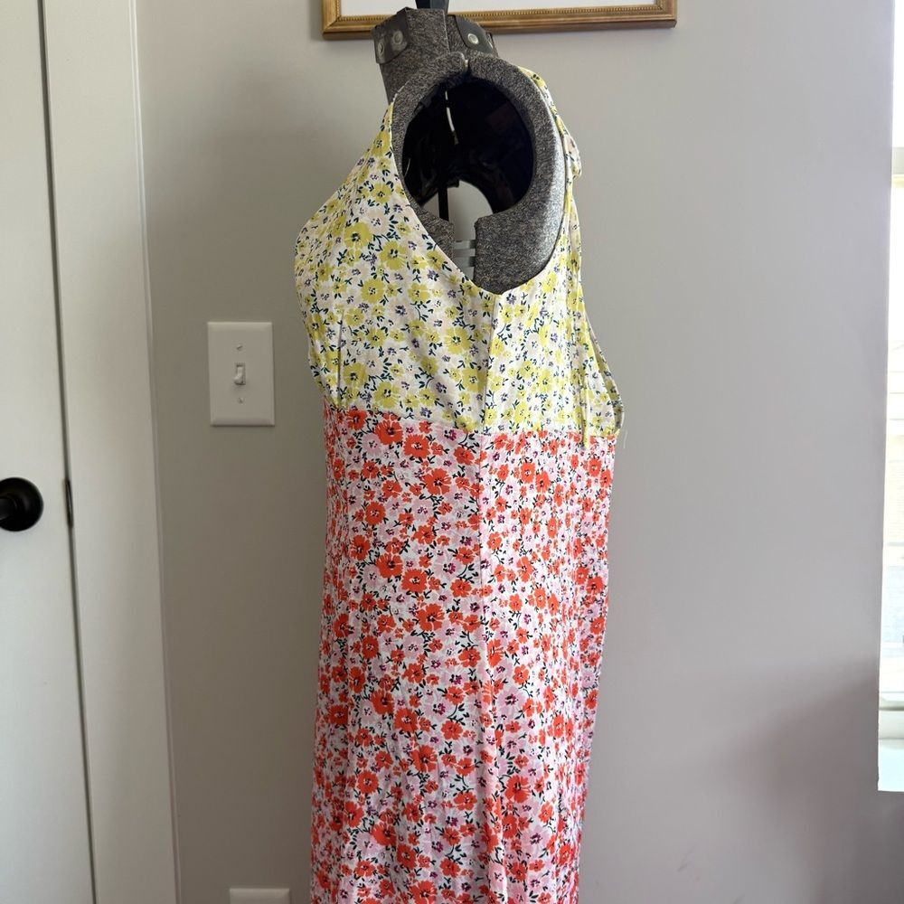 Colorblock Floral V-Neck Maxi Dress Size Large - Picture 4 of 9